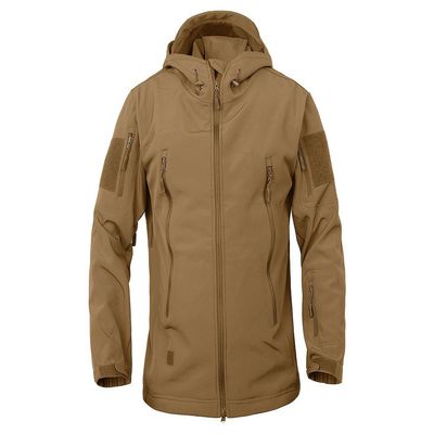 DLP Tactical Stalker Soft Shell Waterproof & Windproof Fleece Hooded Jacket (Large, Coyote)
