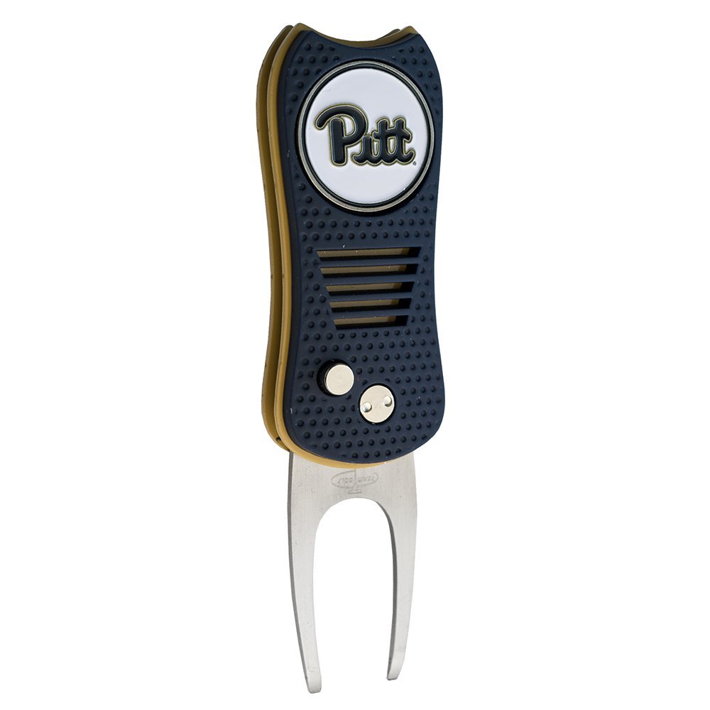 Team Golf NCAA Pittsburgh Panthers Retractable Divot Tool with Double-Sided Magnetic Ball Marker, Features Patented Single Prong Design, Causes Less Damage to Greens