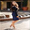 Hybrid & Company Women's Premium Nylon Ponte Stretch High Waist Pencil Suit Skirt Below Knee KSK45002 1073T Navy M view 2