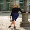 Hybrid & Company Women's Premium Nylon Ponte Stretch High Waist Pencil Suit Skirt Below Knee KSK45002 1073T Navy M view 3