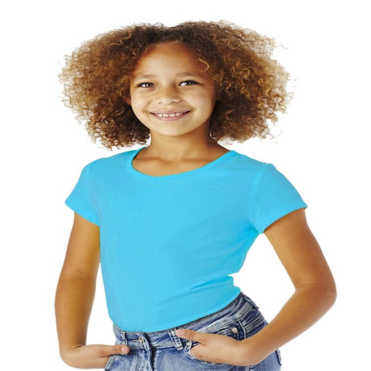 Cutie Patootie - Girls - Solid Round-Neck Tee - 4 - Turquoise