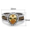 Marimor Jewelry 2.08 Carat Pear Cut Champagne Zirconia Two Toned Stainless Steel Wedding Ring Set Size 10 view 2