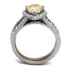 Marimor Jewelry 2.08 Carat Pear Cut Champagne Zirconia Two Toned Stainless Steel Wedding Ring Set Size 10 view 3