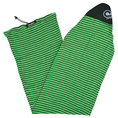 Stretch Surfboard Sock Cover - Pointed Nose [CHOOSE COLOR] (Green Horizon Stripe, 6'6)