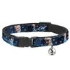 Buckle-Down Breakaway Cat Collar - Elsa the Snow Queen Poses/Snowflakes LET IT GO Blues/White - 1/2" Wide - Fits 8-12" Neck - Medium view 1