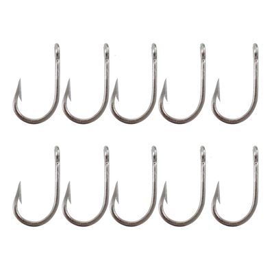 10pcs Fish WOW! Swordfish Hook Big Game Southern Stainless Steel Tuna Hooks - Size 8/0