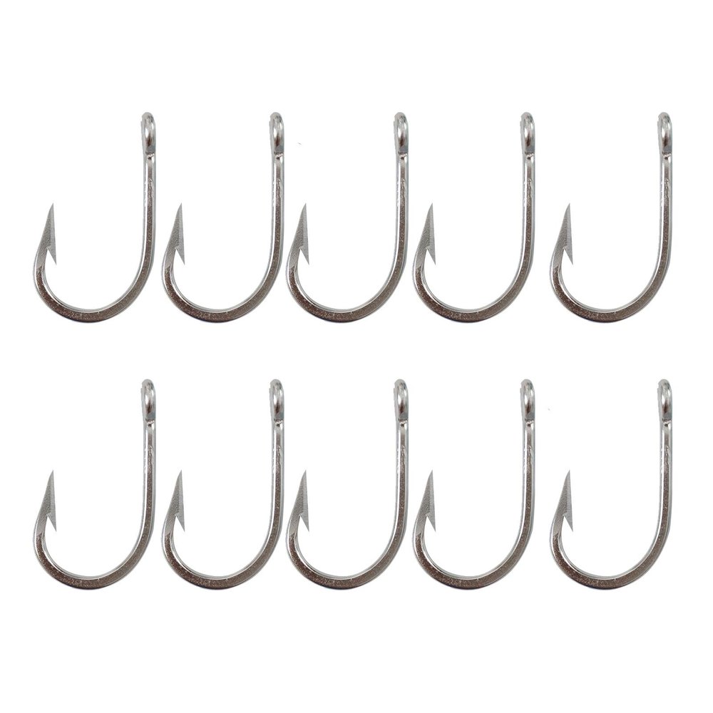 10pcs Fish WOW! Swordfish Hook Big Game Southern Stainless Steel Tuna Hooks - Size 8/0