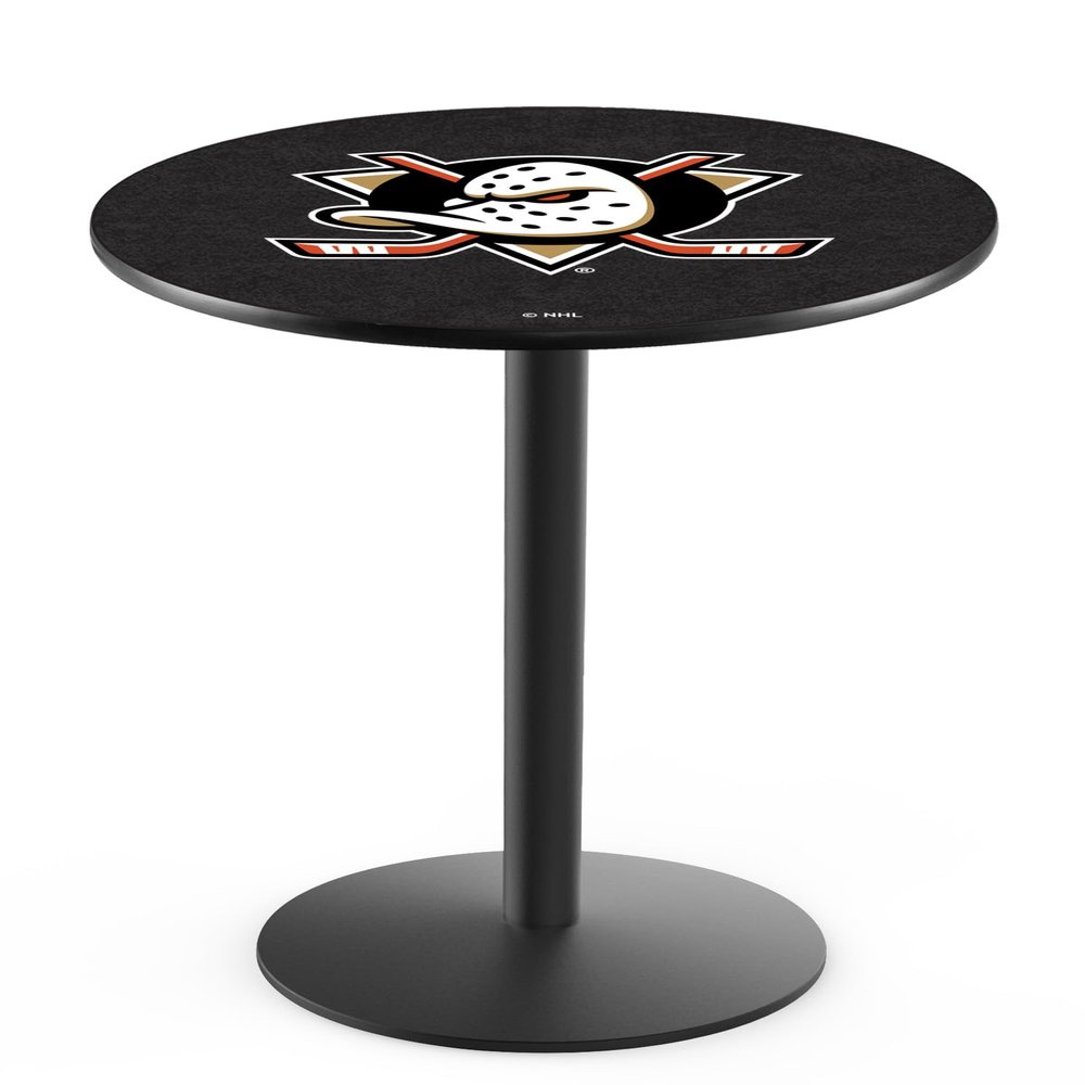 Holland Bar Stool Co. L214-36" Black Wrinkle Anaheim Ducks Pub Table with 36" Dia. top