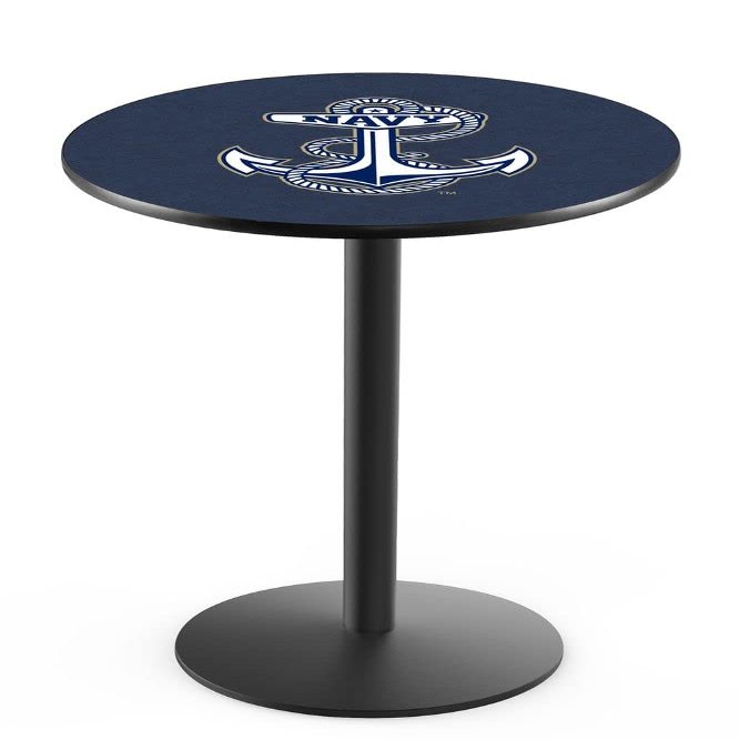 Holland Bar Stool Co. L214-36" Black Wrinkle US Naval Academy (Navy) Pub Table with 36" Dia. top