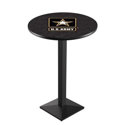 Holland Bar Stool Co. L217-42" Black Wrinkle U.S. Army Pub Table with 36" Dia. top