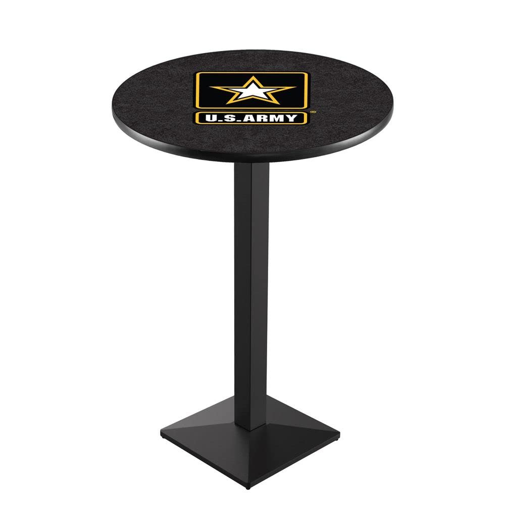 Holland Bar Stool Co. L217-42" Black Wrinkle U.S. Army Pub Table with 36" Dia. top