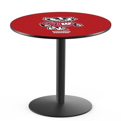 Holland Bar Stool Co. L214-42" Black Wrinkle Wisconsin Badger Pub Table with 36" Dia. top