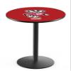 Holland Bar Stool Co. L214-42" Black Wrinkle Wisconsin Badger Pub Table with 36" Dia. top view 1