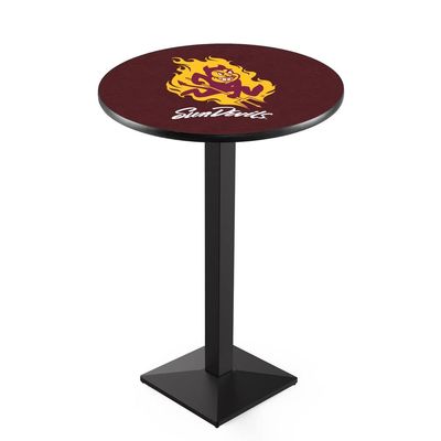 Holland Bar Stool Co. L217-42" Black Wrinkle Arizona State Pub Table with Sparky Logo with 36" Dia. top