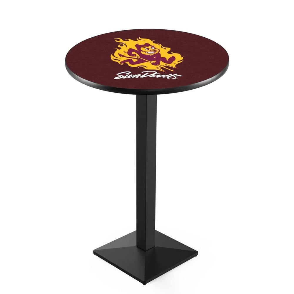 Holland Bar Stool Co. L217-42" Black Wrinkle Arizona State Pub Table with Sparky Logo with 36" Dia. top