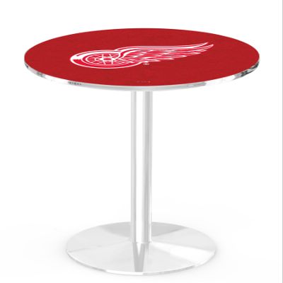 Holland Bar Stool Co. L214-36" Chrome Detroit Red Wings Pub Table with 36" Dia. top