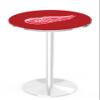 Holland Bar Stool Co. L214-36" Chrome Detroit Red Wings Pub Table with 36" Dia. top view 1