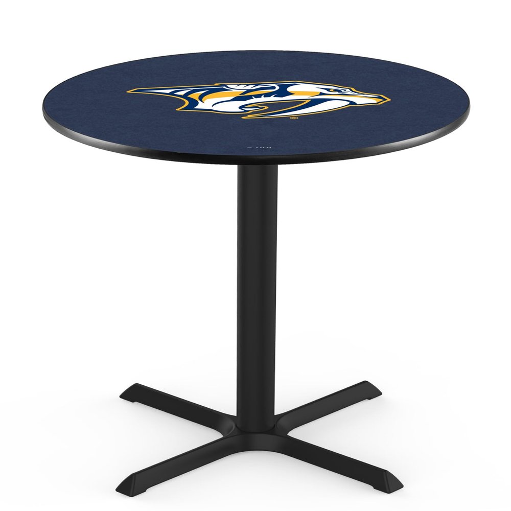 Holland Bar Stool Co. L211-42" Black Wrinkle Nashville Predators Pub Table with 36" Dia. top