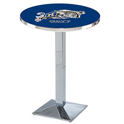 Holland Bar Stool Co. L217-36" Chrome US Naval Academy (Navy) Pub Table with 36" Dia. top