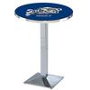 Holland Bar Stool Co. L217-36" Chrome US Naval Academy (Navy) Pub Table with 36" Dia. top view 1
