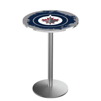 Holland Bar Stool Co. L214-36" Stainless Steel Winnipeg Jets Pub Table with 36" Dia. top