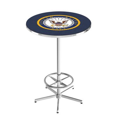 Holland Bar Stool Co. L216-42" Chrome U.S. Navy Pub Table with 36" Dia. top