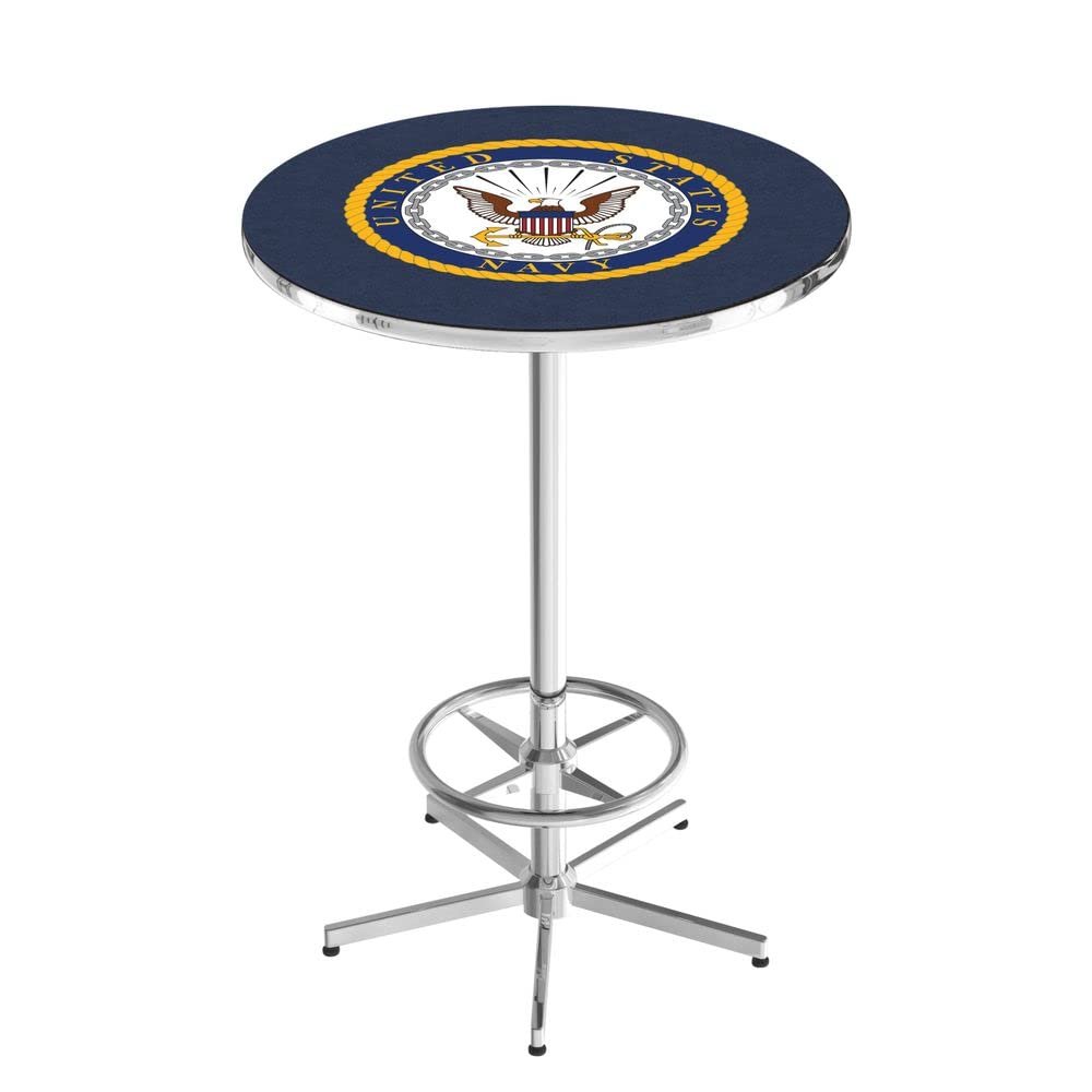 Holland Bar Stool Co. L216-42" Chrome U.S. Navy Pub Table with 36" Dia. top