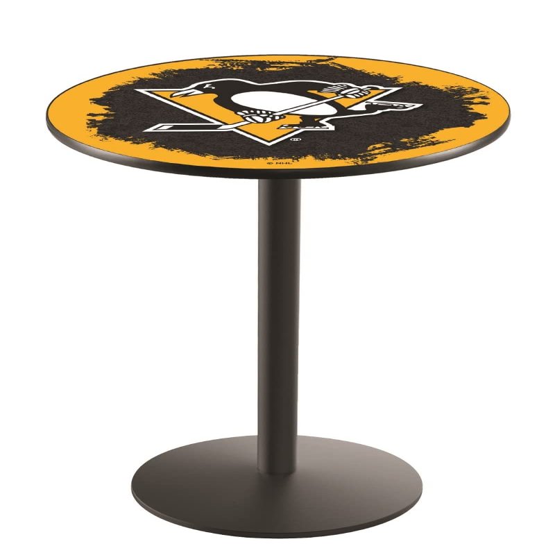 Holland Bar Stool Co. L214-42" Black Wrinkle Pittsburgh Penguins Pub Table with 36" Dia. top