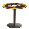 Holland Bar Stool Co. L214-42" Black Wrinkle Pittsburgh Penguins Pub Table with 36" Dia. top view 1
