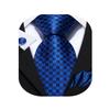 Barry.Wang Plaid Ties Check Mens Necktie Set with Handkerchief Cufflinks Classic Stripe view 1