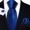 Barry.Wang Plaid Ties Check Mens Necktie Set with Handkerchief Cufflinks Classic Stripe view 3