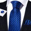 Barry.Wang Plaid Ties Check Mens Necktie Set with Handkerchief Cufflinks Classic Stripe view 4