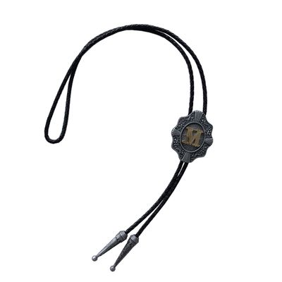 JEAN'S FRIEND Initial Letter M Western Wedding Bolo Tie Leather Necklace (Letter M)