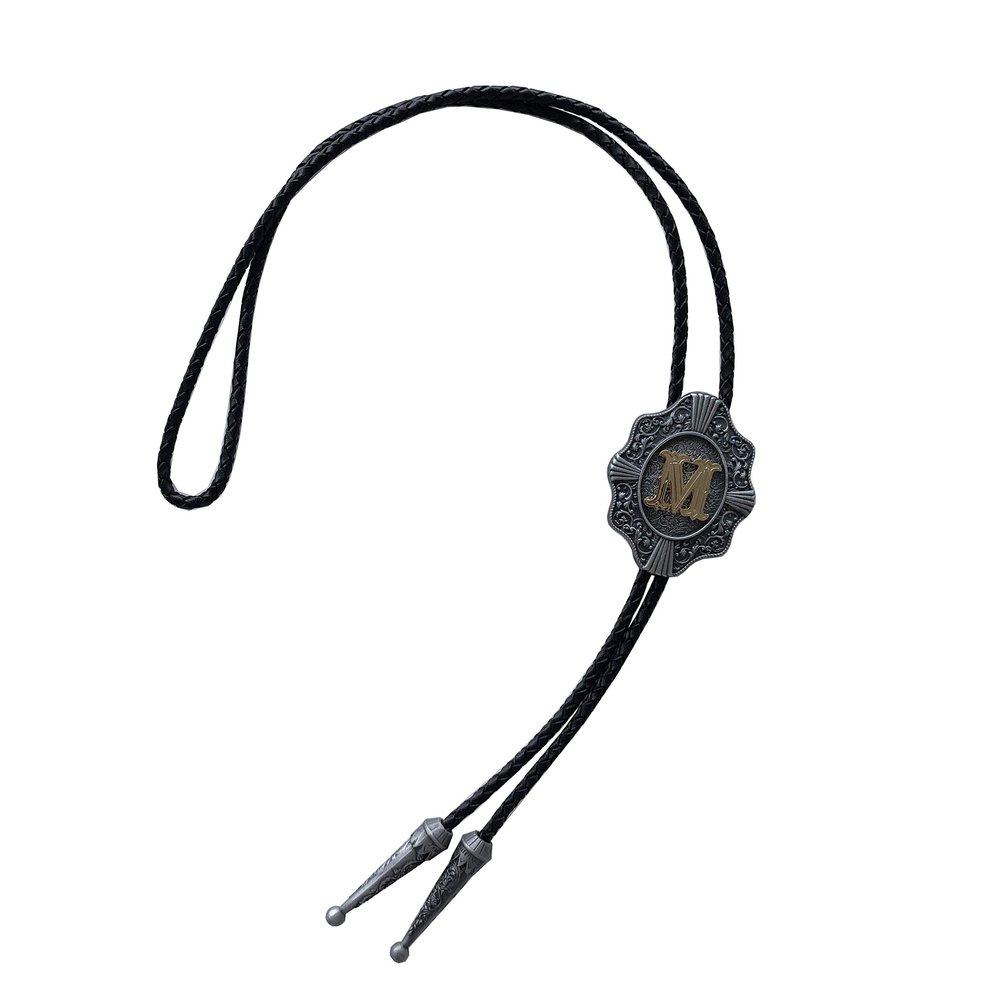 JEAN'S FRIEND Initial Letter M Western Wedding Bolo Tie Leather Necklace (Letter M)