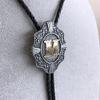 JEAN'S FRIEND Initial Letter M Western Wedding Bolo Tie Leather Necklace (Letter M) view 4