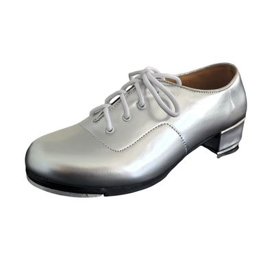 MSMAX Tap Shoes for Men Silver Lace Up Dance Oxford for Adults 7 M US Men
