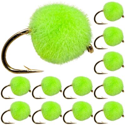 Egg Fly Fishing Flies for Fly Fishing (Chartreuse, 12)