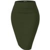 Hybrid & Company Women's Premium Nylon Ponte Stretch High Waist Pencil Suit Skirt Below Knee KSK45002 1073T Olive S view 1