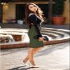 Hybrid & Company Women's Premium Nylon Ponte Stretch High Waist Pencil Suit Skirt Below Knee KSK45002 1073T Olive S view 2