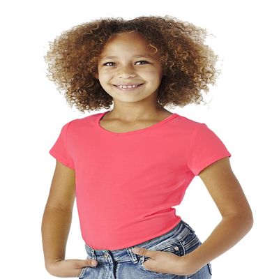 Cutie Patootie - Girls - Solid Round-Neck Tee - 6/6X - Coral