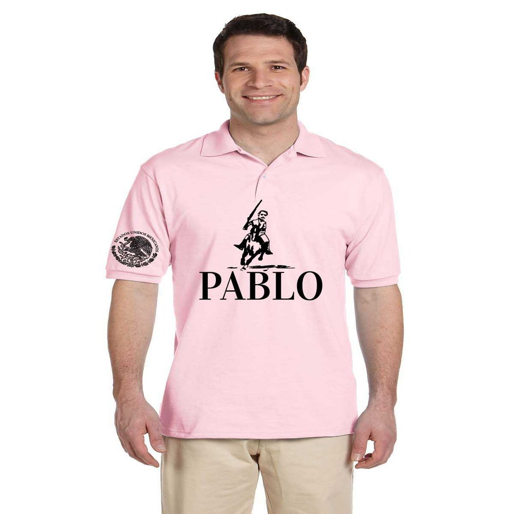 ALLNTRENDS Men's Polo Shirt Pablo Unidos Mexicanos Cool Tee (2XL, Classic Pink)