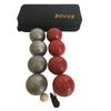 BuyBocceBalls Listing -73mm Metal Bocce/Petanque 8 Ball Set with 4 Striped Grind Sand and 4 red Balls and Black Bag view 1