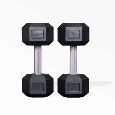 Rep Rubber Hex Dumbbells, 30 lb Pair