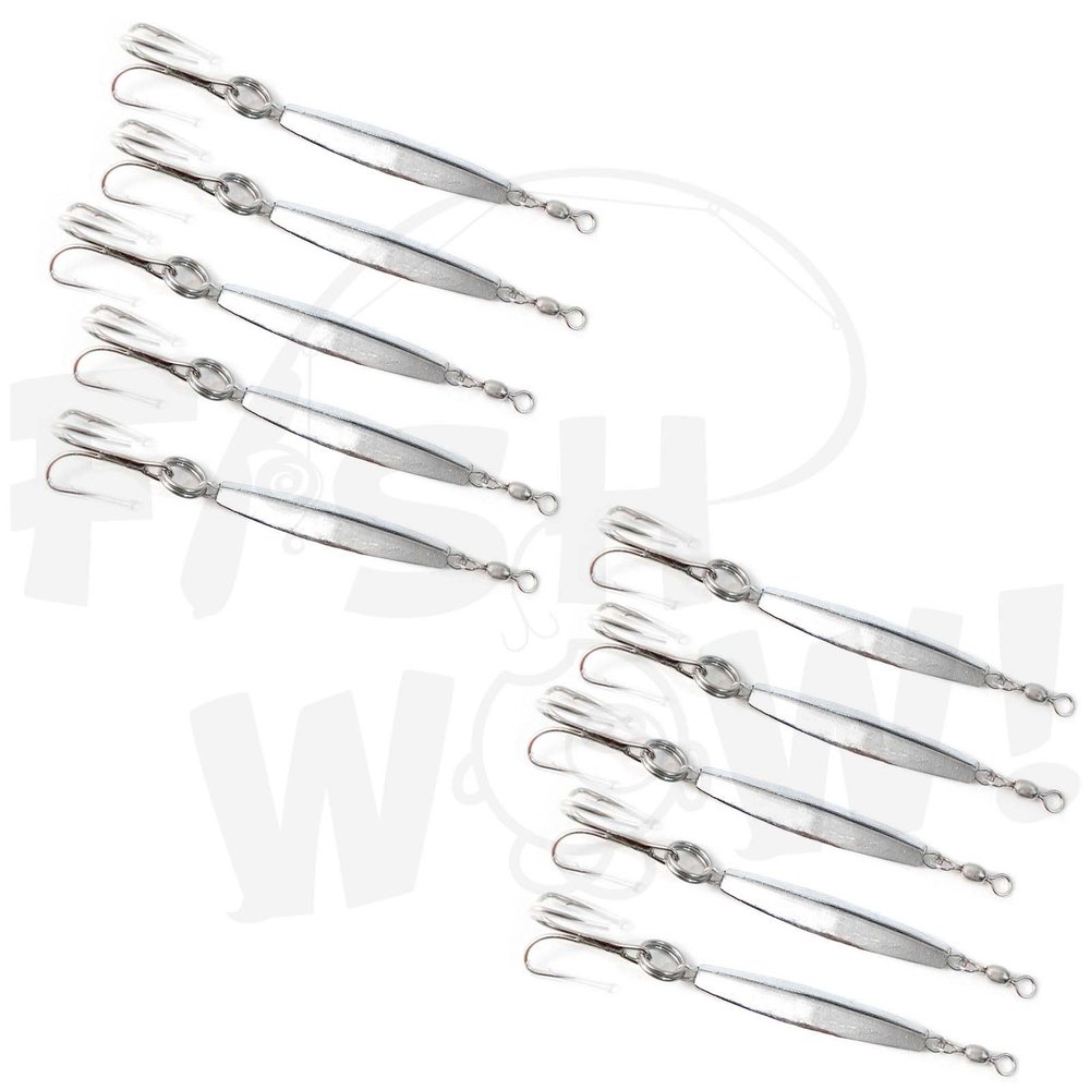 10pcs 1oz Diamond Jig Chrome jigs with a Treble Hook - Fish WOW!