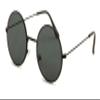 Casual Fashion Medium Round Circle Flat Lens Sunglasses Thin Frame Unisex (Black, Black) view 1