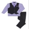Boy's Vest and Pant Set, Includes Shirt, Tie and Hanky - Black/Lilac, 6 view 2