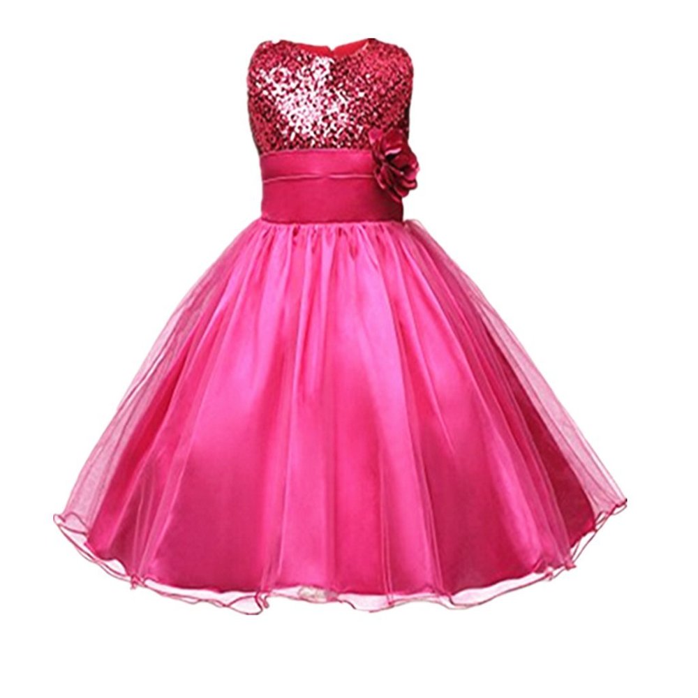 DreamHigh Sequined Flower Girls Party Dress (10, Rose)