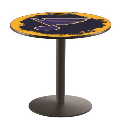Holland Bar Stool Co. L214-36" Black Wrinkle St Louis Blues Pub Table with 36" Dia. top