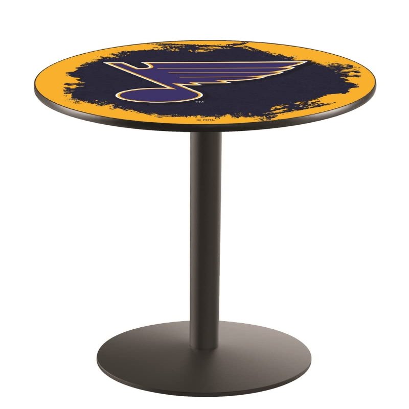 Holland Bar Stool Co. L214-36" Black Wrinkle St Louis Blues Pub Table with 36" Dia. top