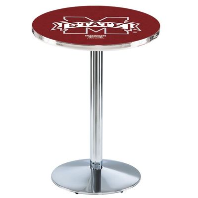 Holland Bar Stool Co. L214-42" Chrome Mississippi State Pub Table with 36" Dia. top